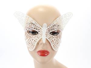 Кружевная маска бабочка белая 